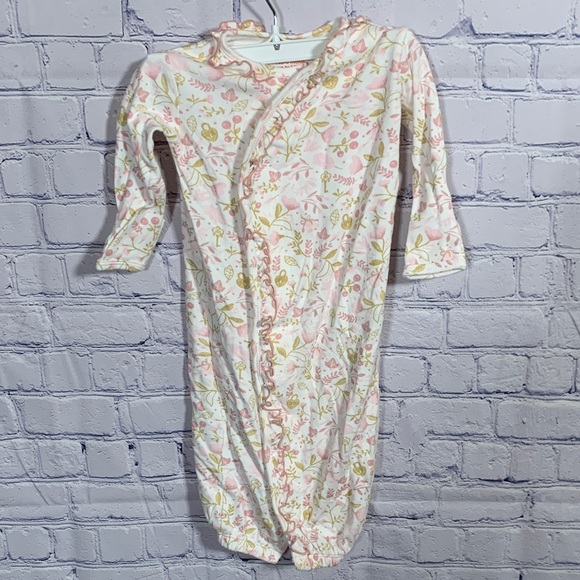 Magnetic Me Floral Gown Pink Gold Size NB-3M Cotton Preppy Rich Mom - Picture 1 of 7